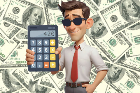 420 calculator and cash accountant illustration