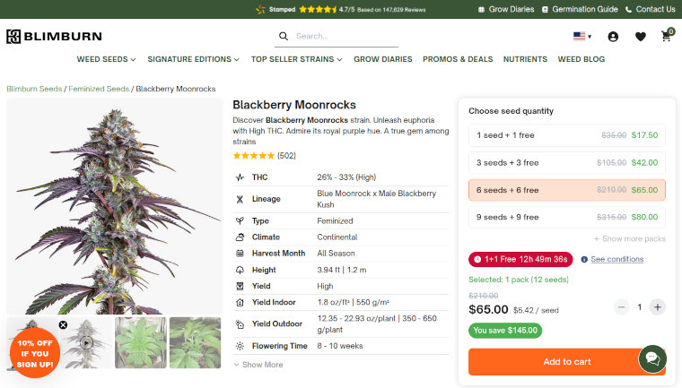 Blimburn Seeds website screenshot