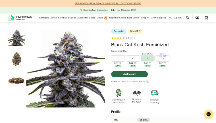 Homegrown Cannabis Co. website screenshot